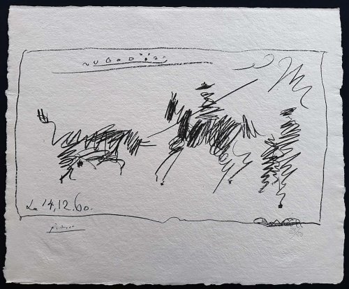 Picasso. Toros. Portfolio with 15 pochoirs + one Signed and Numbered Lithograph by Picasso. 1960.
